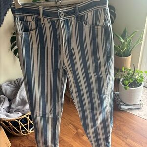 American Eagle Blue and White Striped Pants